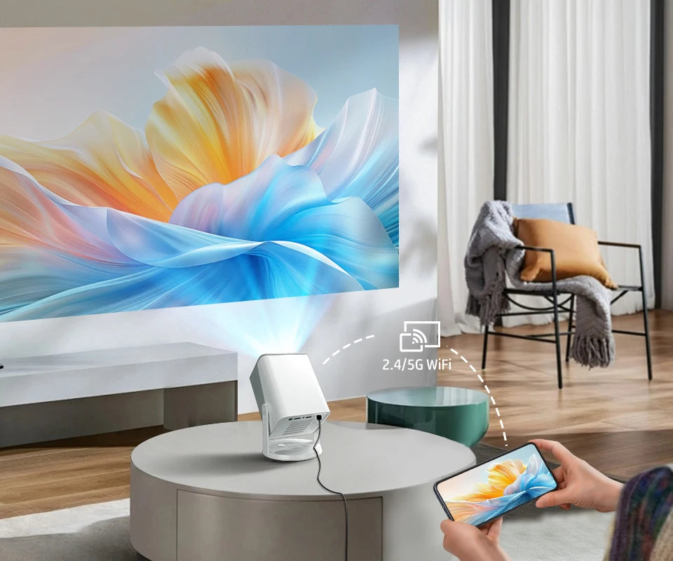HP Projector MC425 1080P FHD Android 14 with Dual Wifi6 & BT5.4 Allwinner H726 Beamer Home Theater Support Power Bank Feature