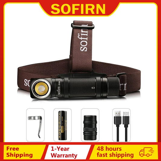 Sofirn SP40A TIR Optics  Rechargeable LED Headlamp TN-3535 1200lm 18650 Headlight 18350 Angle Flashlight with Magnet Tail