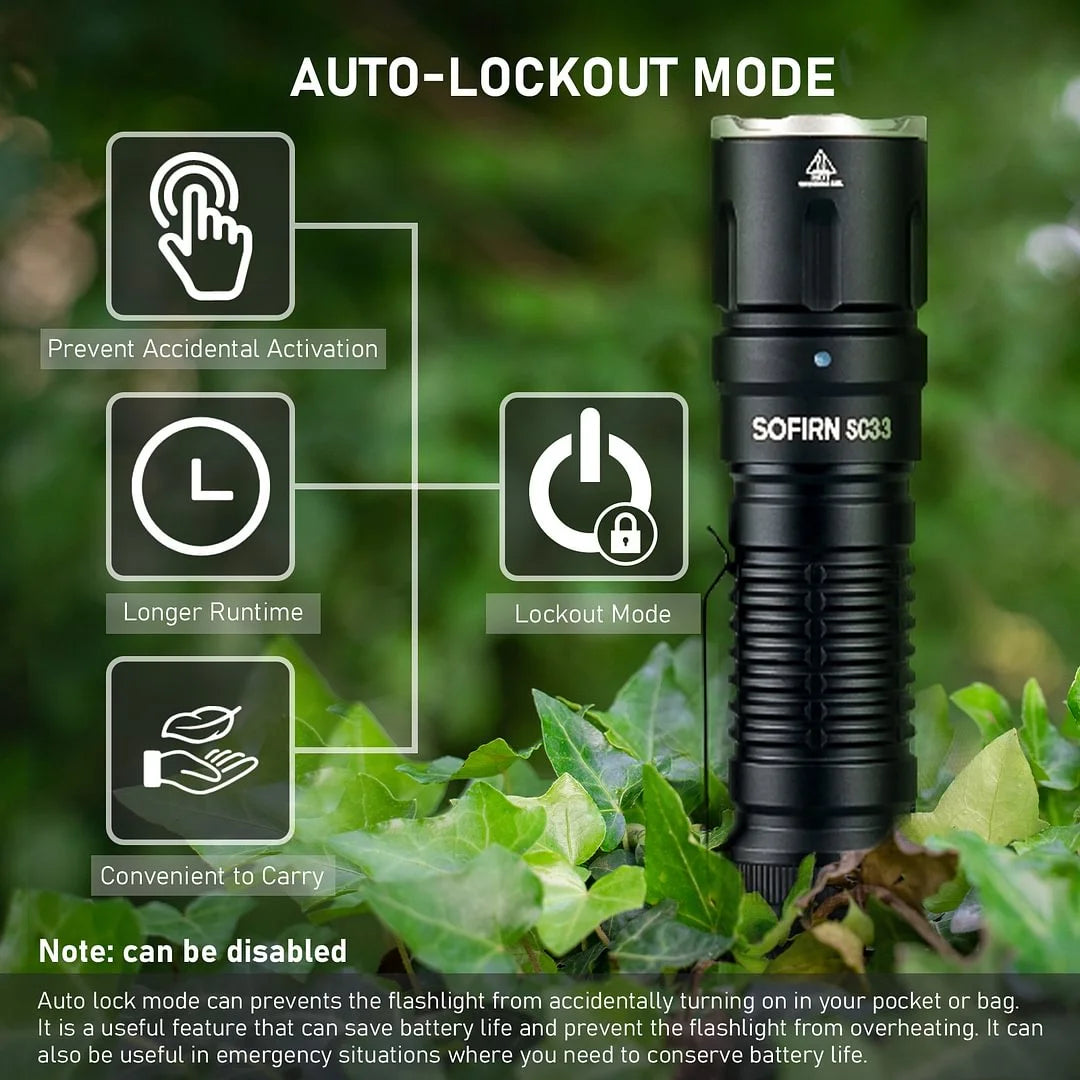 SOFIRN SC33 LED Tactical Flashlight XHP70.3 HI  5200lm Powerful 21700 Type C Rechargeable Torch E-switch Outdoor Light